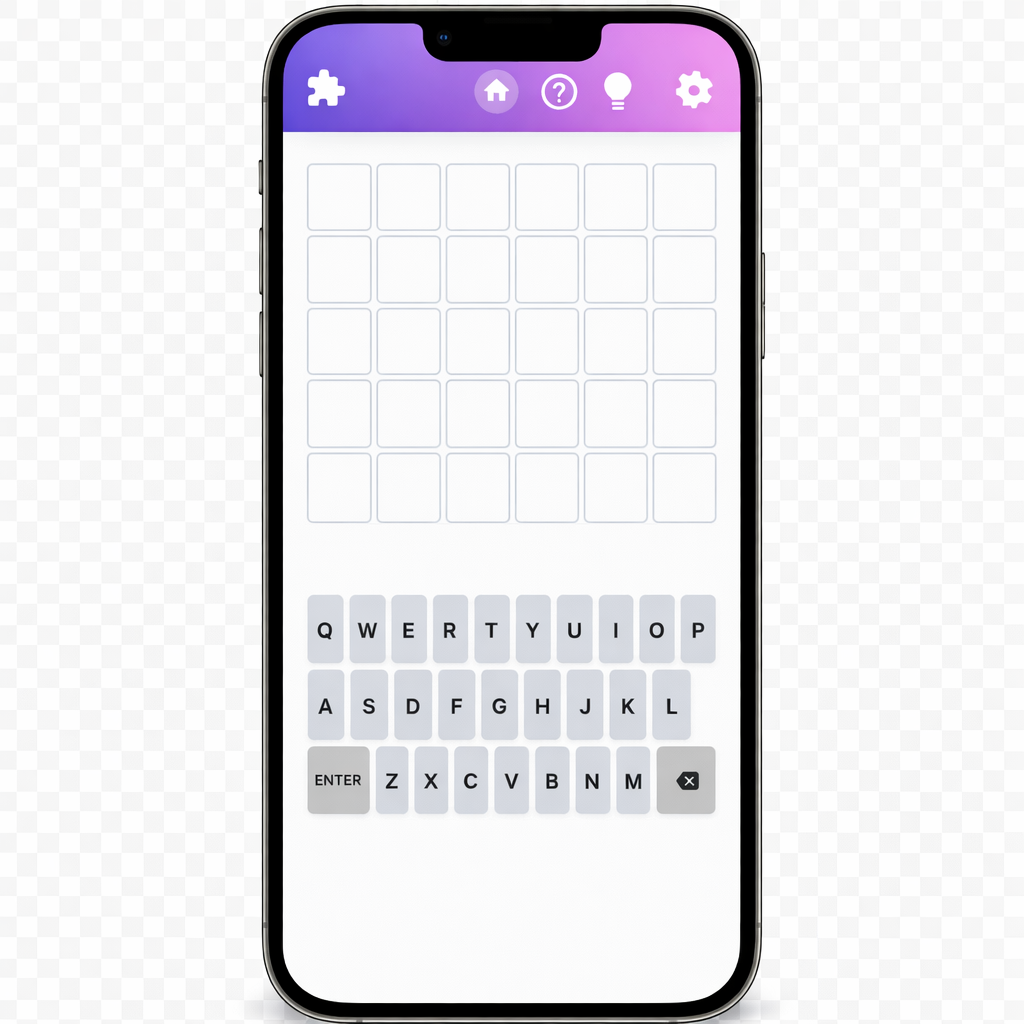 Wordle game board on mobile